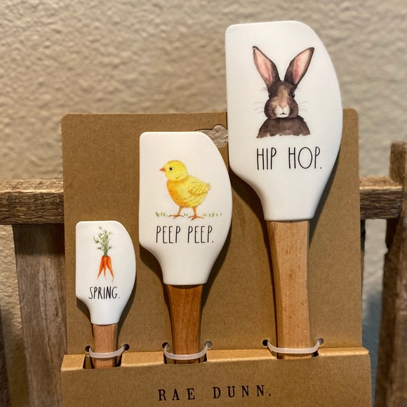 Rae Dunn Easter Spatulas, Spring Silicone Spatulas With Wooden Handles Set Of 3 - Picture 4 of 15